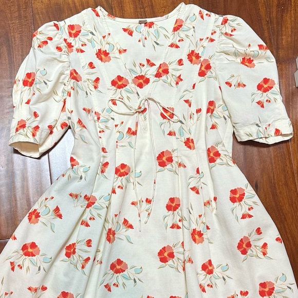 Free People Women's Adelle Floral Tunic Mini Cotton Blend Dress Sz S - Picture 2 of 7